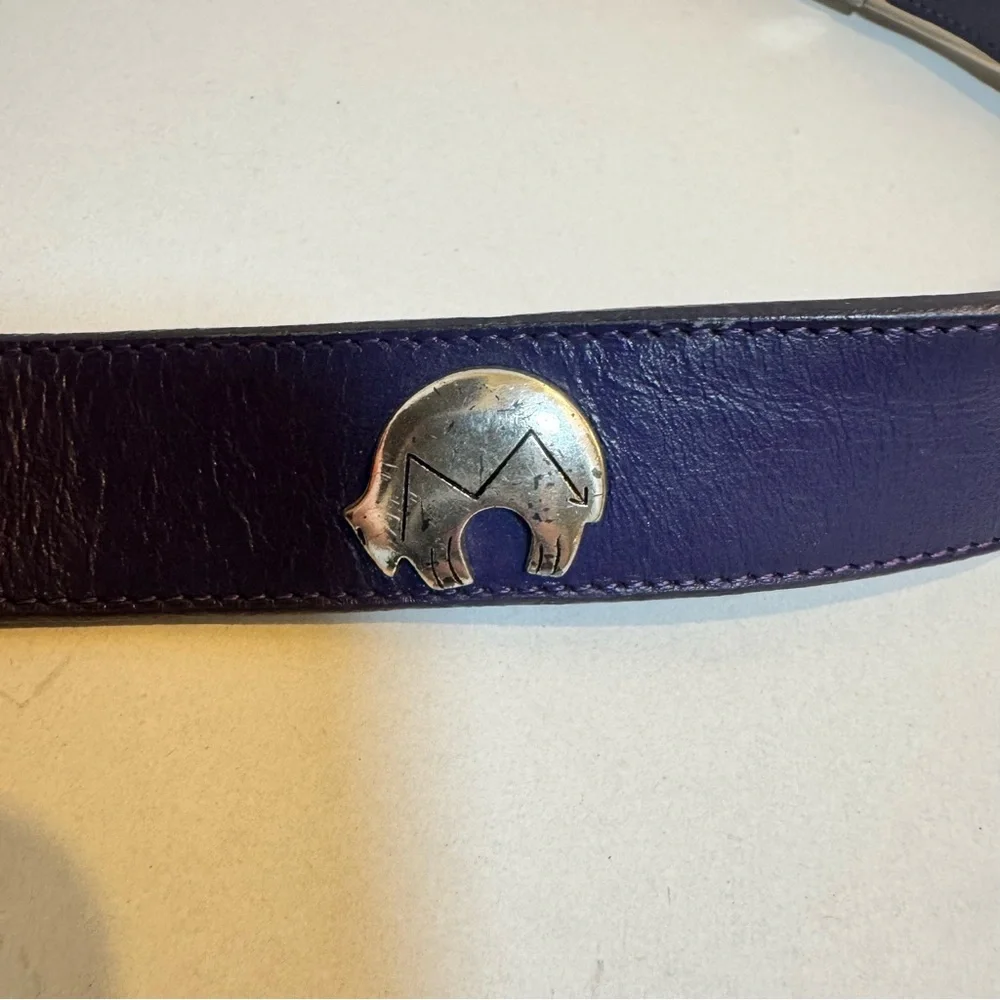 Silver Creek Vintage‎ 90s Y2K Navy Women's Concho Belt 32 Leather Western Animal